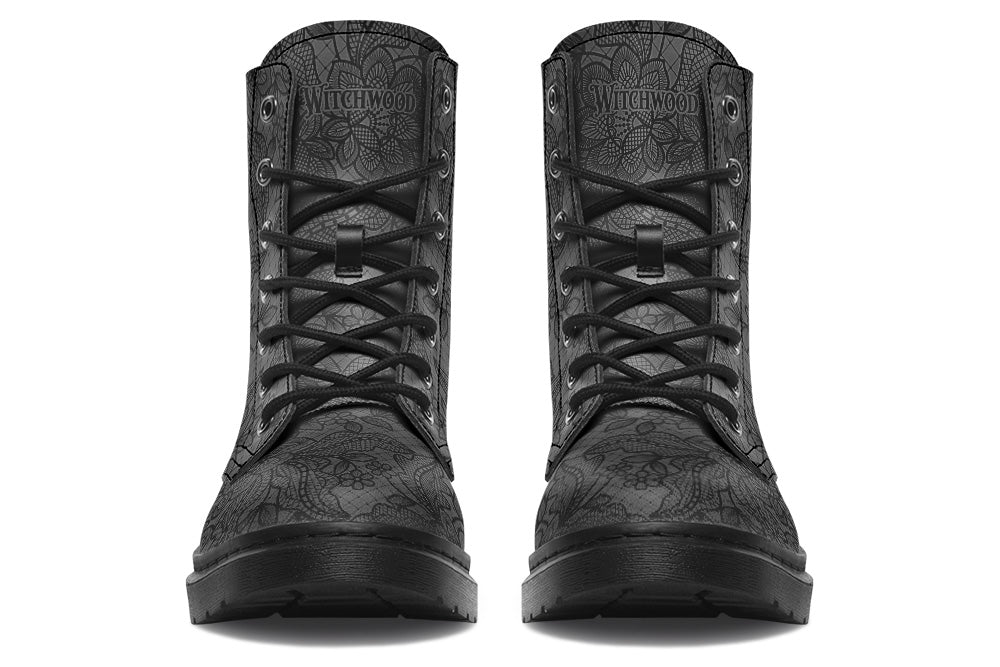 Witchwood Vegan Unisex Floral Lace Combat Boots