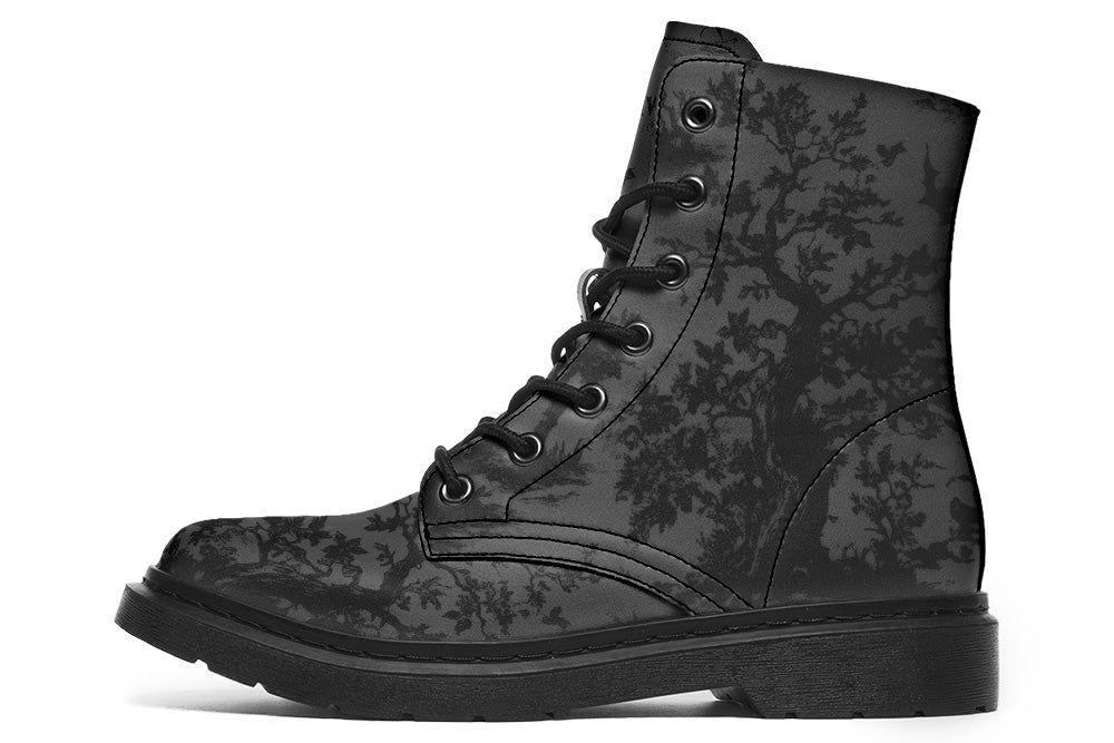 Witchwood Vegan Unisex Gothic Toile De Jouy Combat Boots