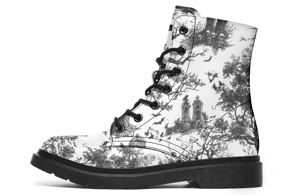 Witchwood Vegan Unisex Graveyard Toile De Jouy Combat Boots