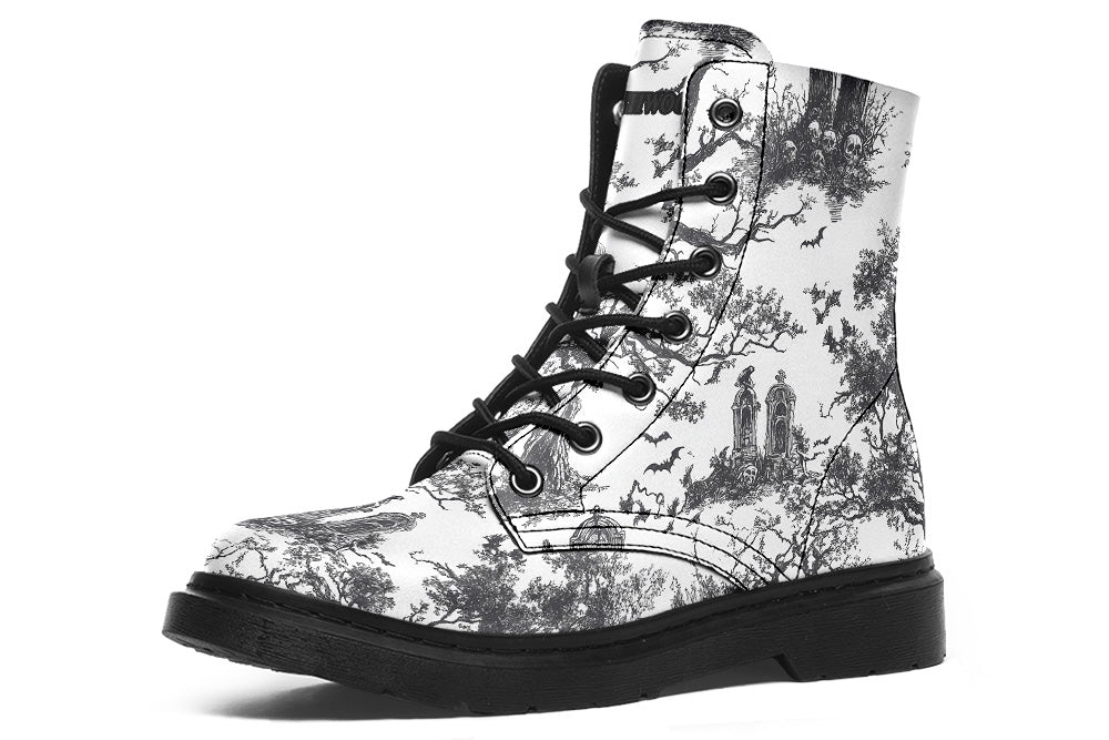 Witchwood Vegan Unisex Graveyard Toile De Jouy Combat Boots