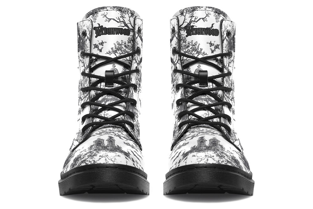 Witchwood Vegan Unisex Graveyard Toile De Jouy Combat Boots