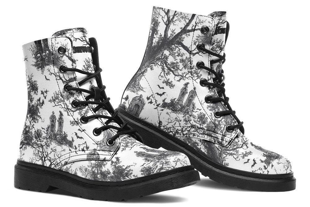 Witchwood Vegan Unisex Graveyard Toile De Jouy Combat Boots