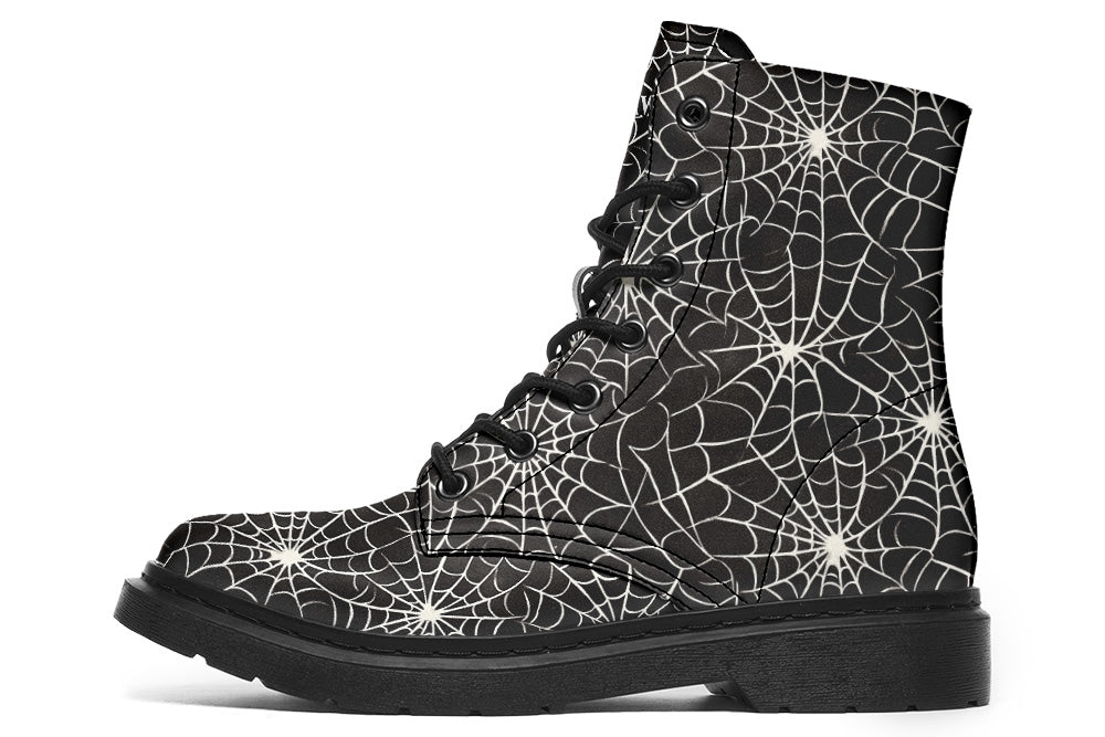 Witchwood Vegan Unisex Spiderwebs Combat Boots