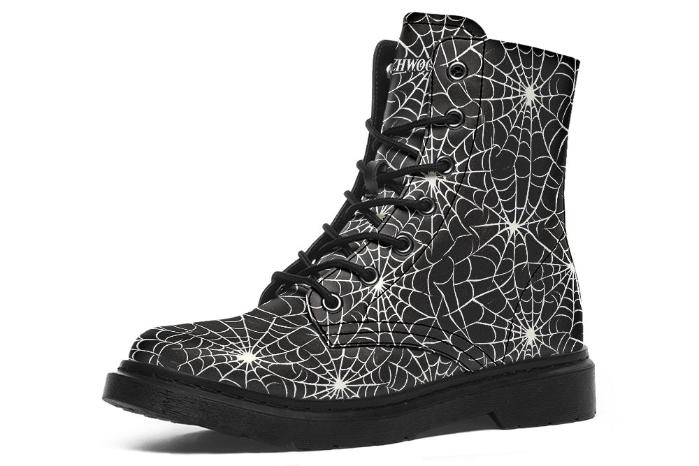 Witchwood Vegan Unisex Spiderwebs Combat Boots