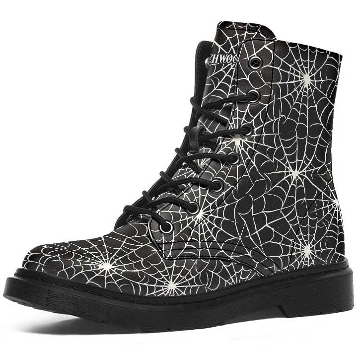 Witchwood Vegan Unisex Spiderwebs Combat Boots
