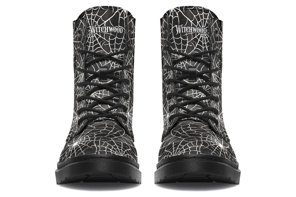 Witchwood Vegan Unisex Spiderwebs Combat Boots