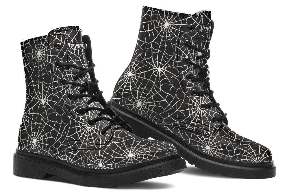 Witchwood Vegan Unisex Spiderwebs Combat Boots