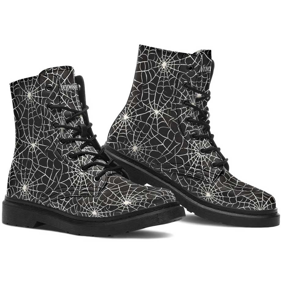 Witchwood Vegan Unisex Spiderwebs Combat Boots