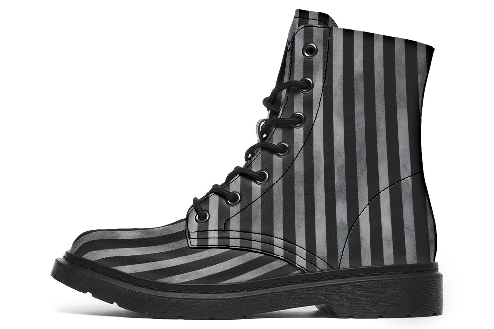 Witchwood Vegan Unisex Distressed Stripes Combat Boots