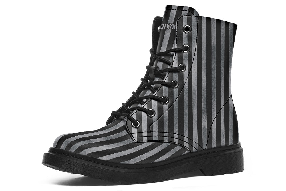 Witchwood Vegan Unisex Distressed Stripes Combat Boots