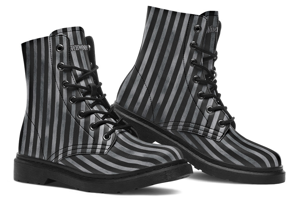 Witchwood Vegan Unisex Distressed Stripes Combat Boots