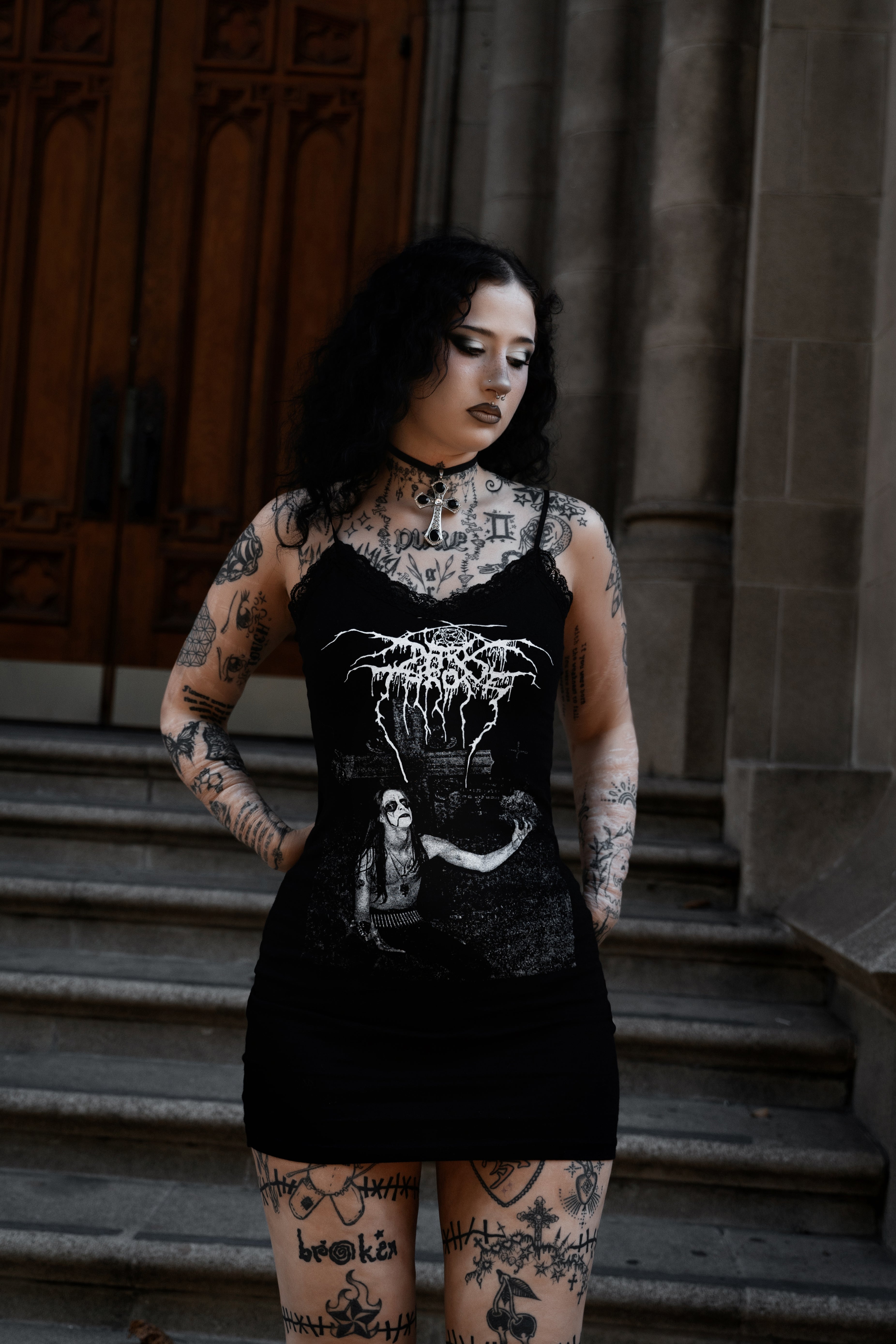 Vera's Eyecandy Darkthrone Lace Strap Dress