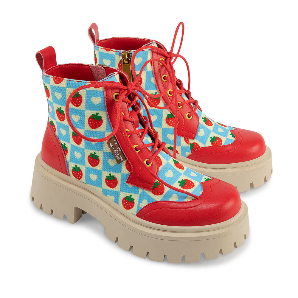 Creamy Berry Women's Lace Up Ankle Boots