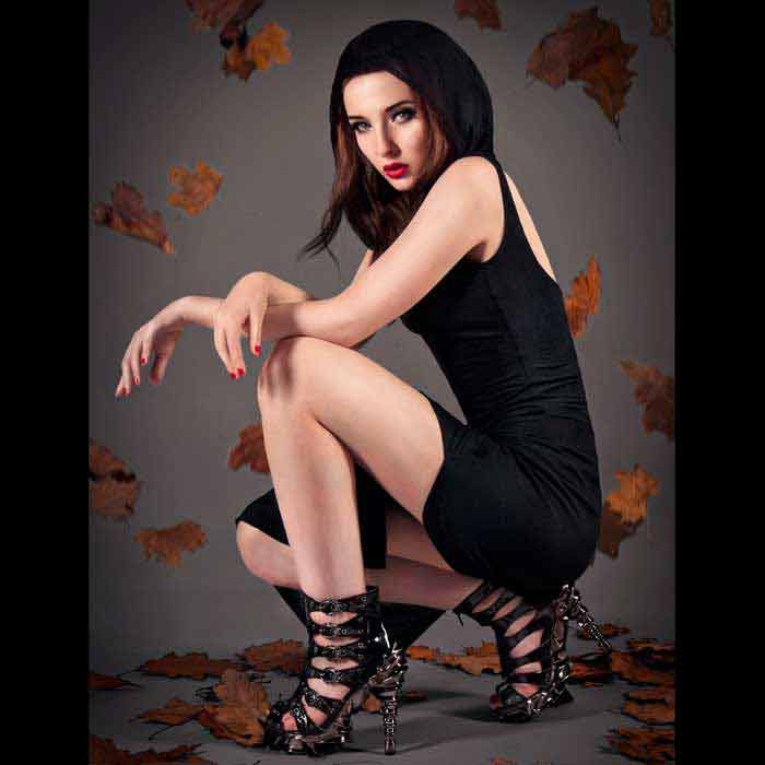 Hades CRIMSON Black Patent Ankle Boots Buckles 5" Spinal Heel 6-11