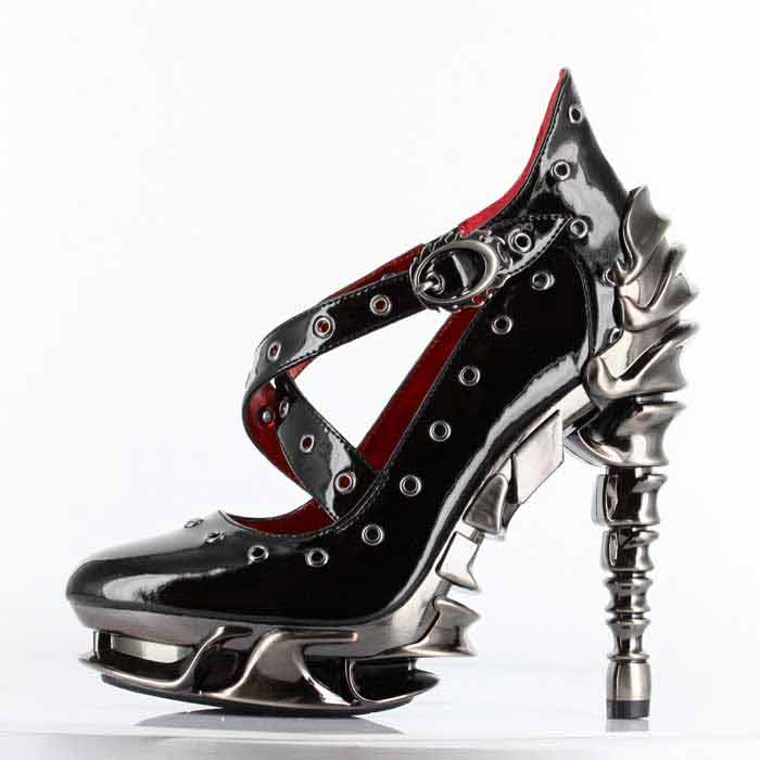 Hades CROW Black Eyelet Pump High Molded Spinal Heel Platform 6-11