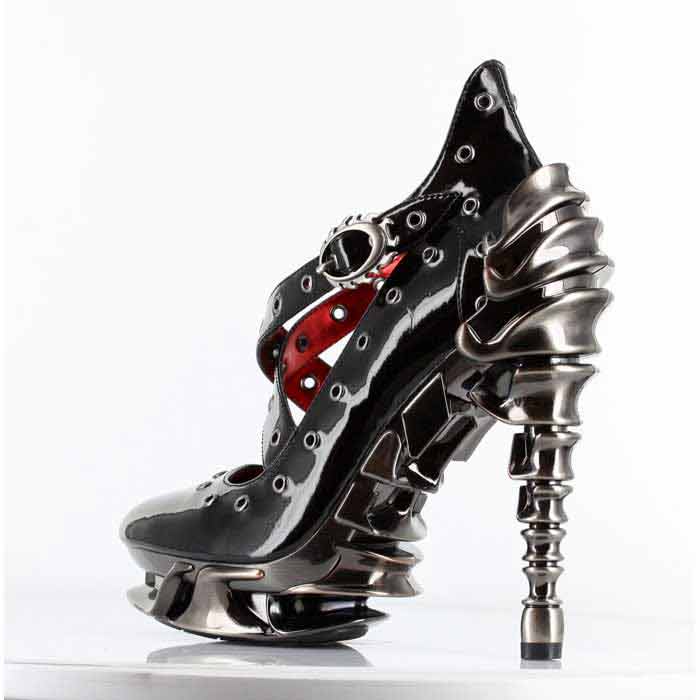 Hades CROW Black Eyelet Pump High Molded Spinal Heel Platform 6-11