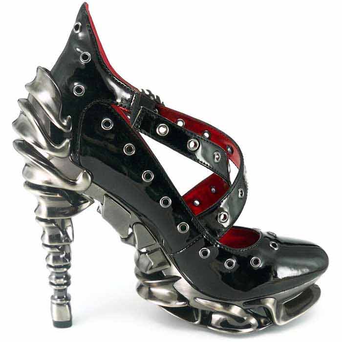 Hades CROW Black Eyelet Pump High Molded Spinal Heel Platform 6-11