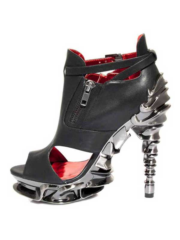Hades DRACO Black 5" High Spinal Heel Strappy Peep Toe 6-11
