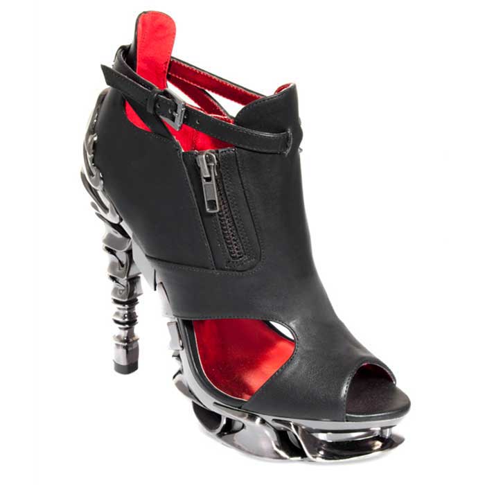 Hades DRACO Black 5" High Spinal Heel Ankle Strap Peep Toe 6-11