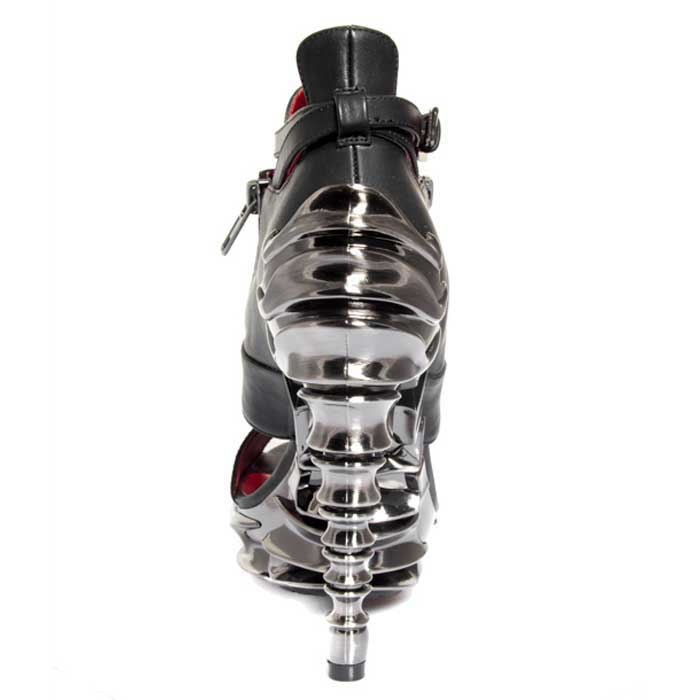 Hades DRACO Black 5" High Spinal Heel Ankle Strap Peep Toe 6-11