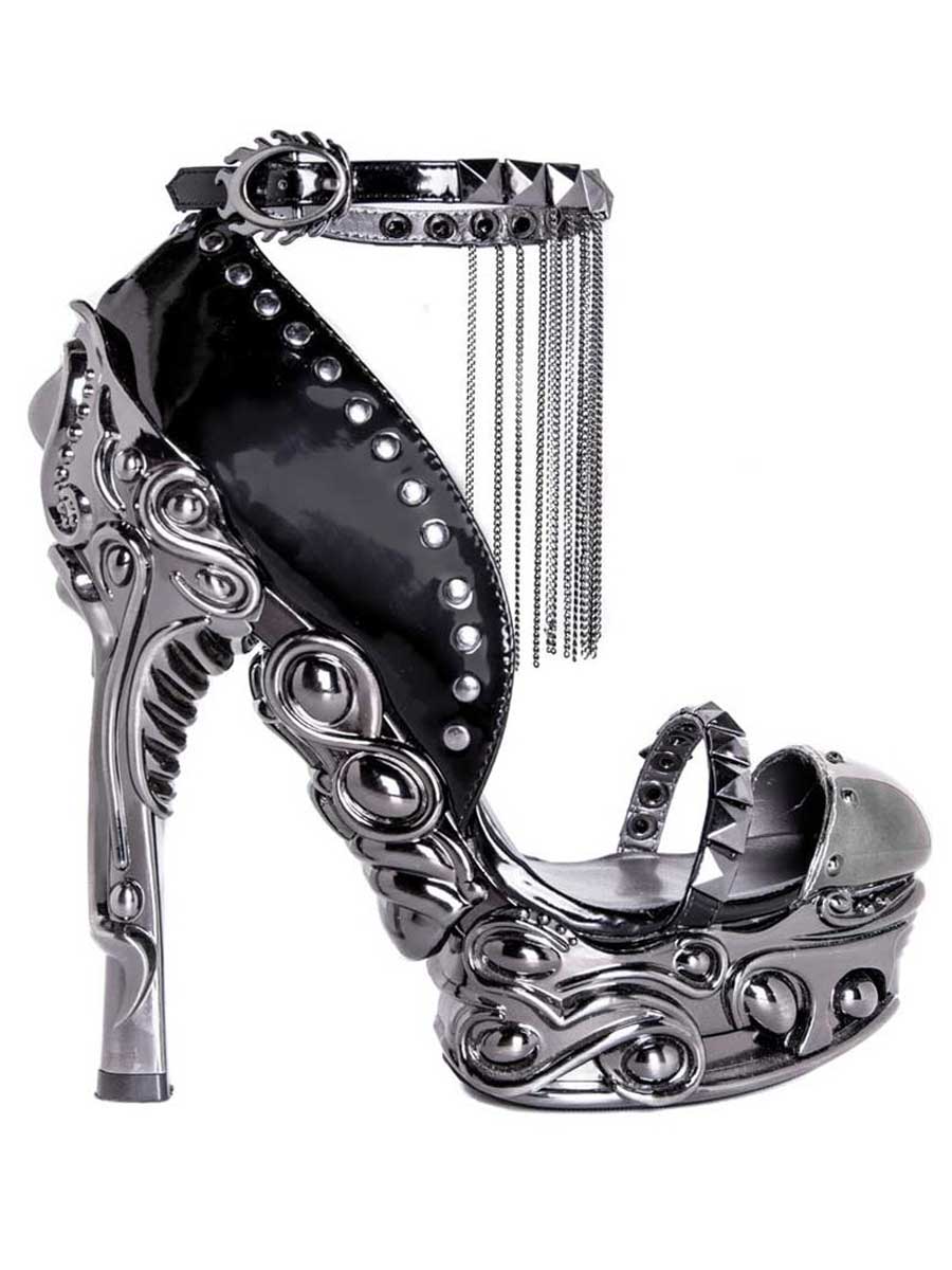 Hades EROS Black Studs Chains 6" High Heels Ankle Strap 6-11