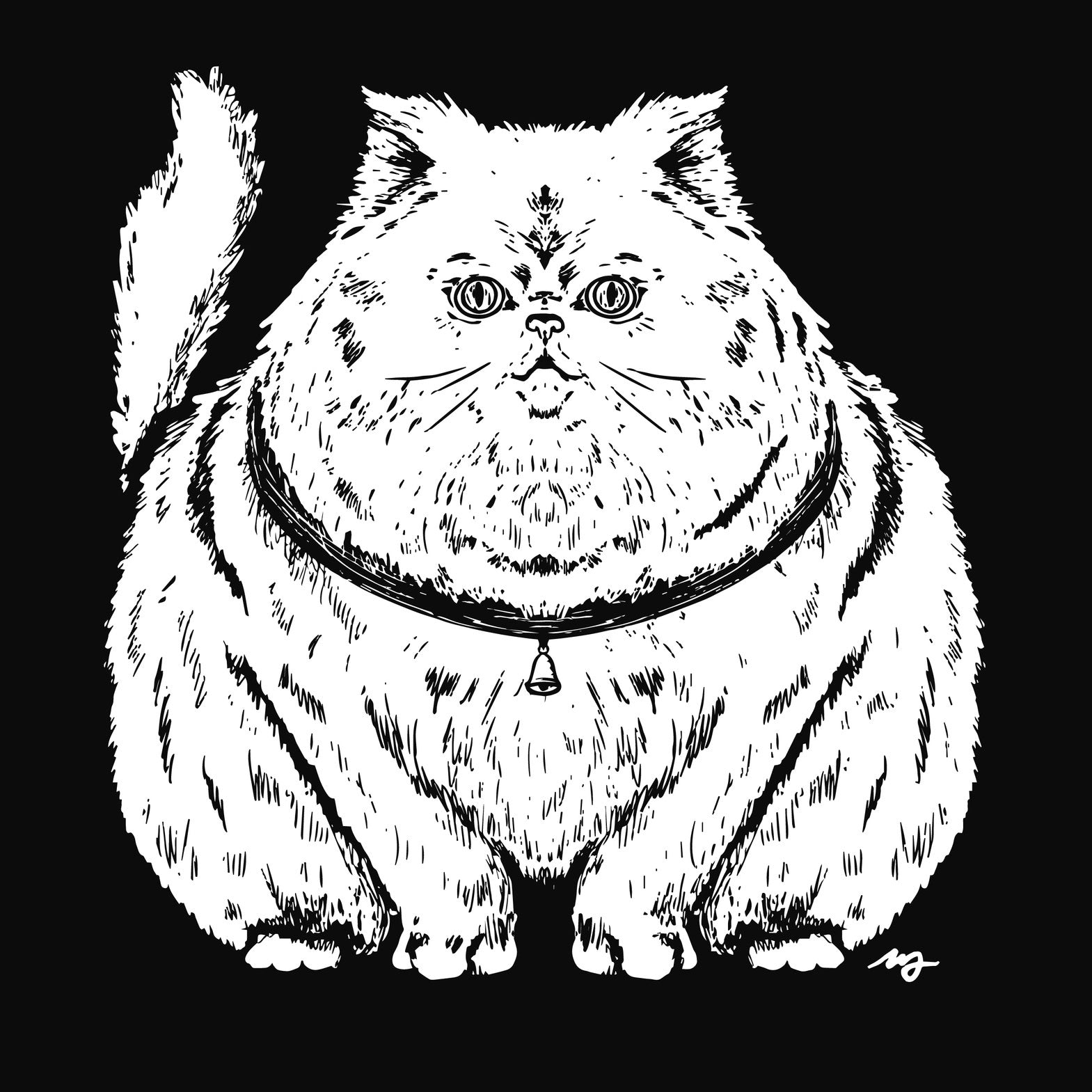 Fingers Duke Plump Cat Black T-Shirt