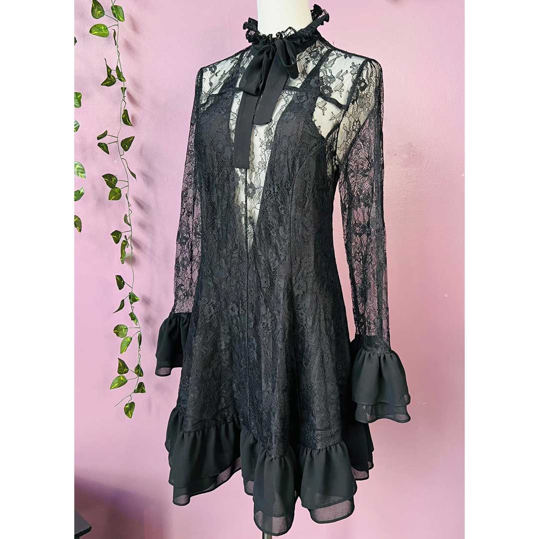 Witchwood Nightshade Dark Floral Mini Babydoll Dress
