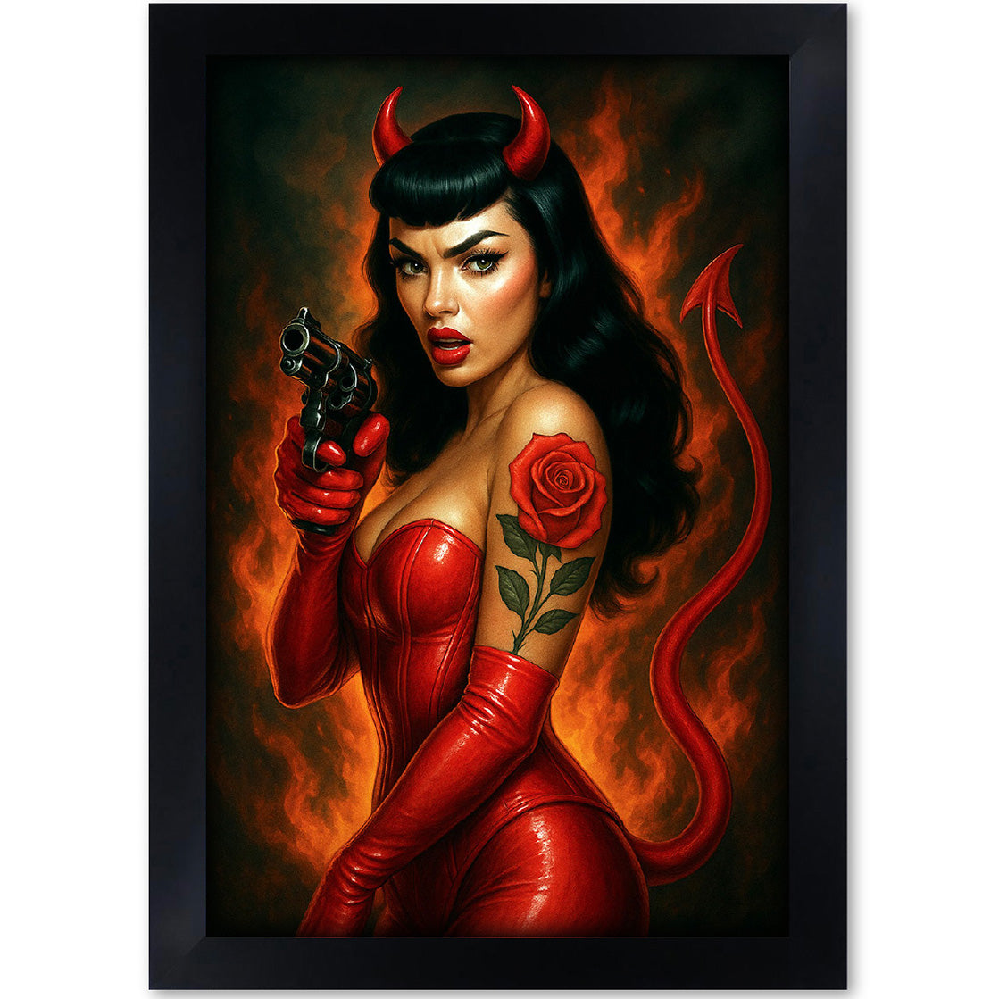 Black Market Fiery Fatal Sexy Pinup Print 18X12