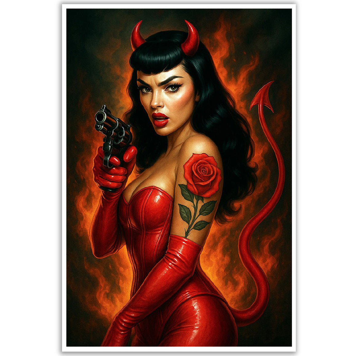 Black Market Fiery Fatal Sexy Pinup Print 18X12