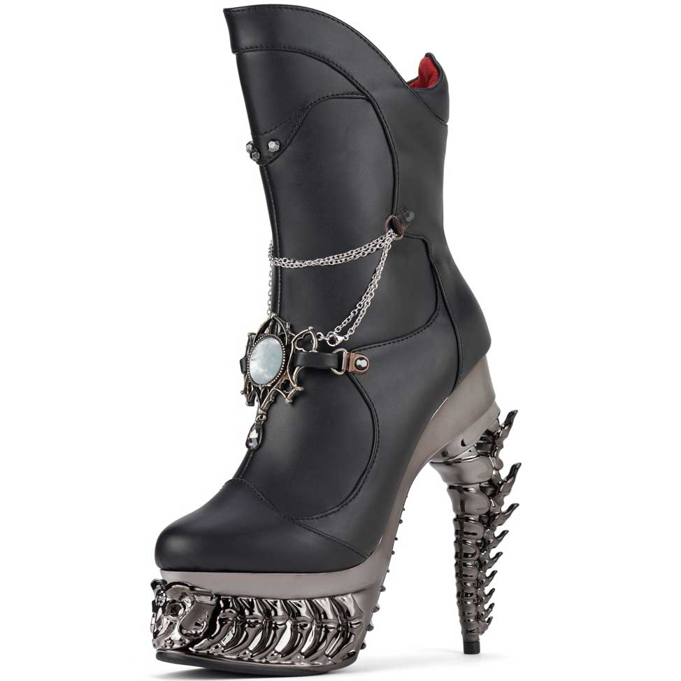 Hades + Alchemy GHOST OF WHITBY Black Mid Calf Boots 5" Heel 6-12