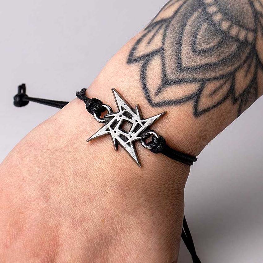 Alchemy Gothic Metallica Ninja Star Cord Bracelet HRWL459