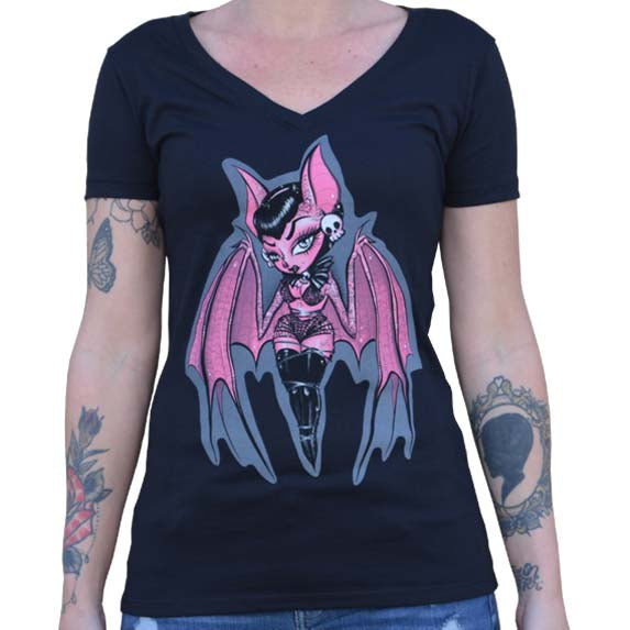 Lowbrow Art Hanging Around Bat Girl Tee