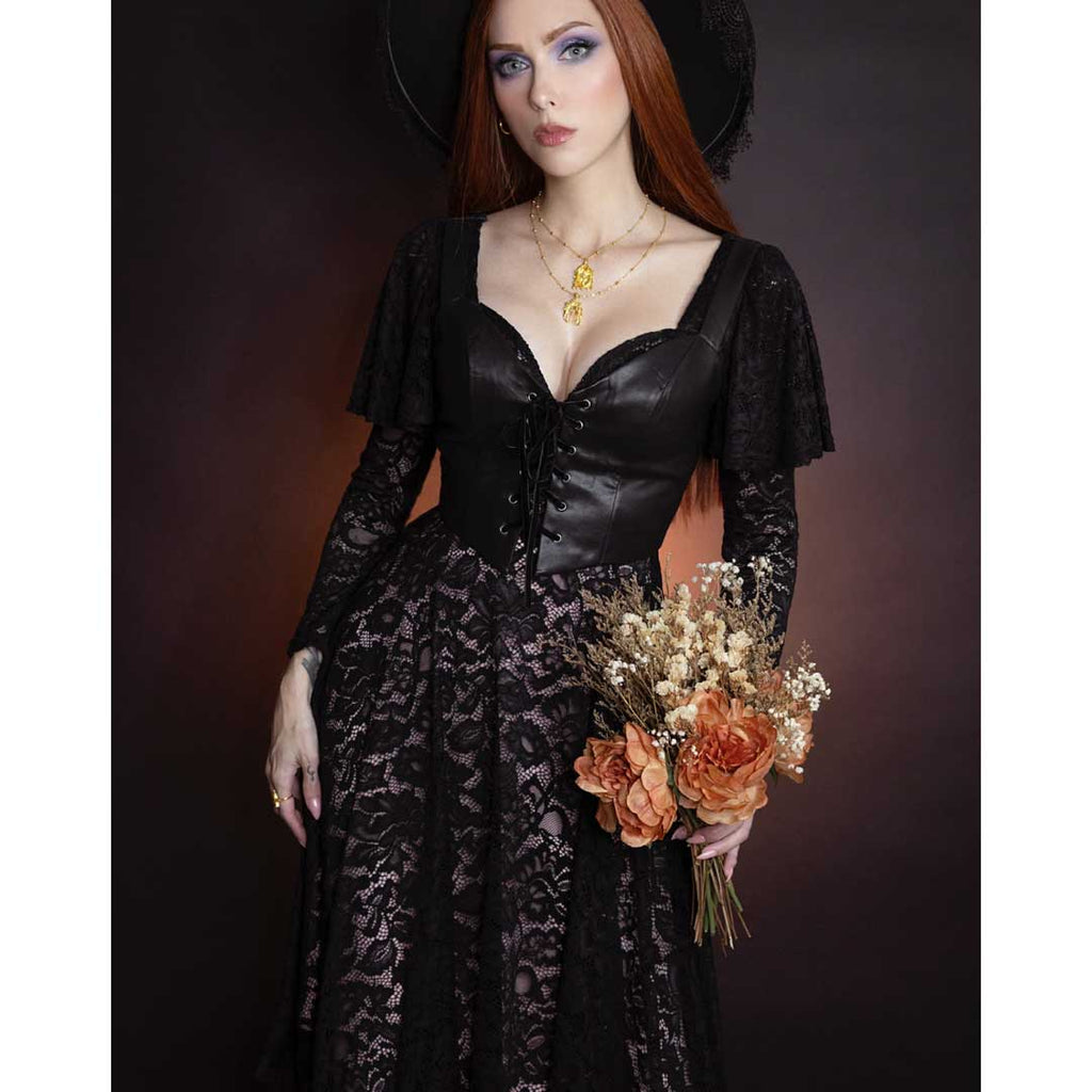 Witchwood Tempest Illusion Lace Dress Vegan Corset