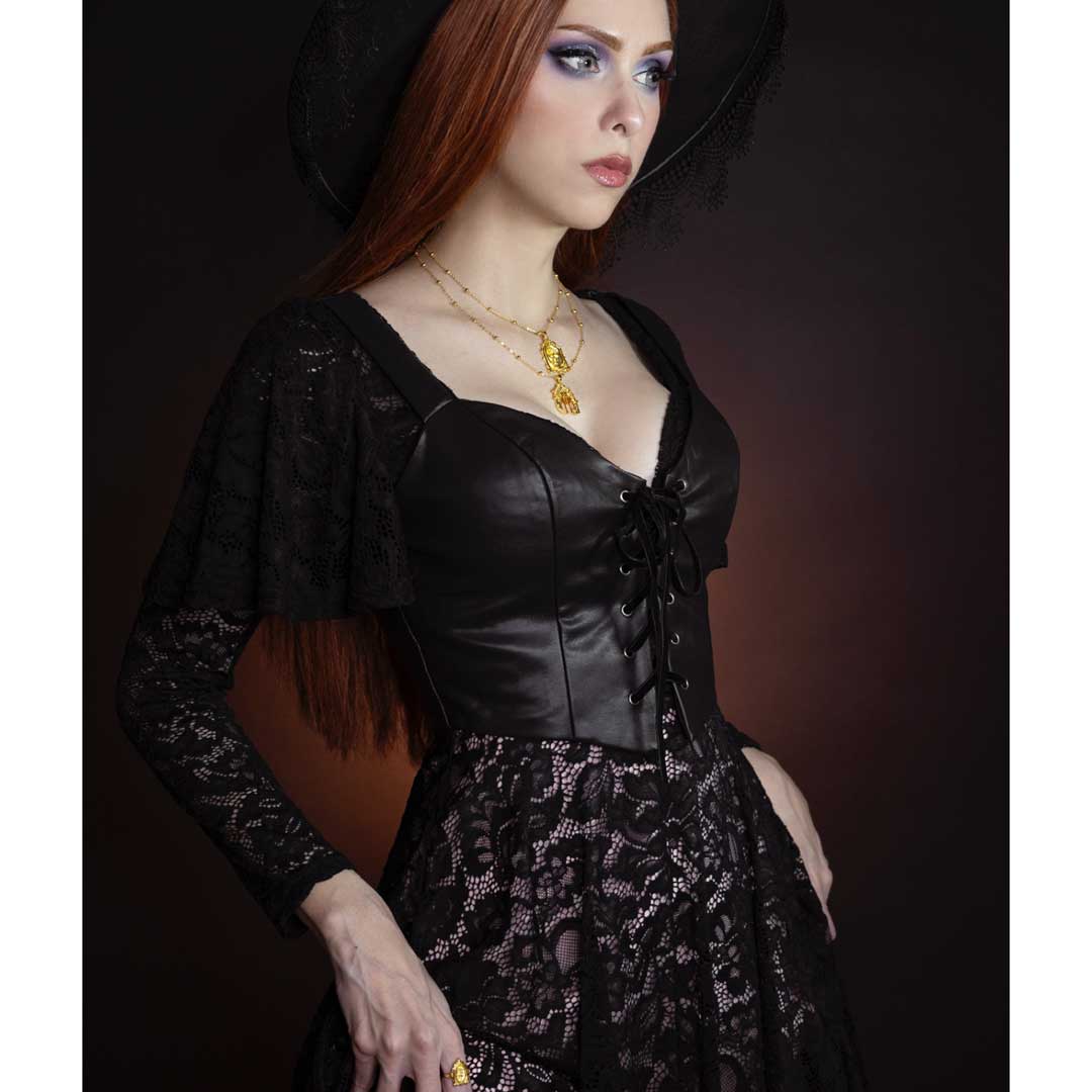 Witchwood Tempest Illusion Lace Dress Vegan Corset