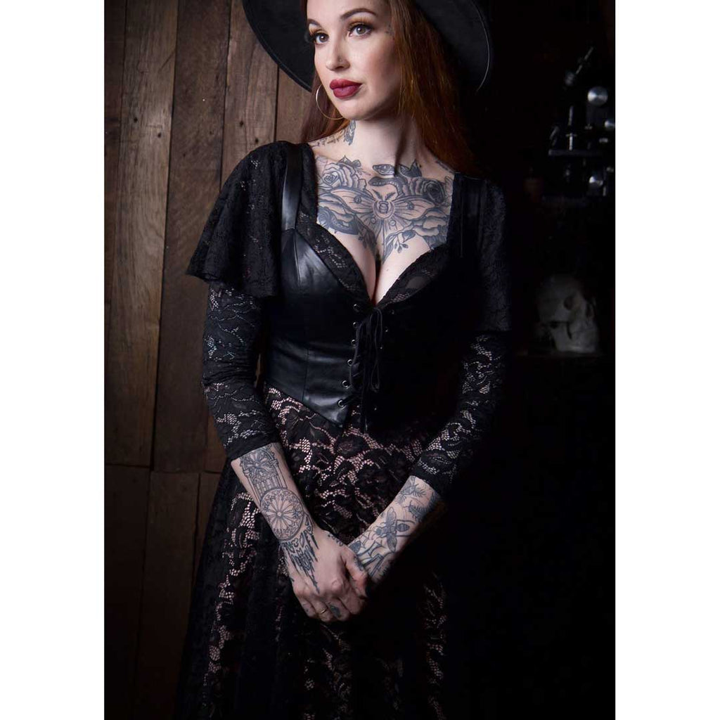 Witchwood Tempest Illusion Lace Dress Vegan Corset