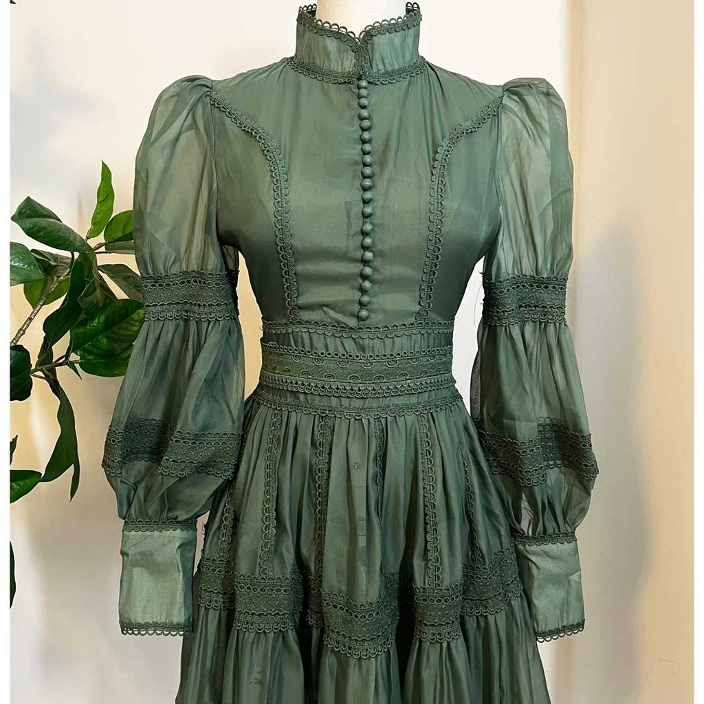 Witchwood Morgana Sage Victorian Inspired Party Dress