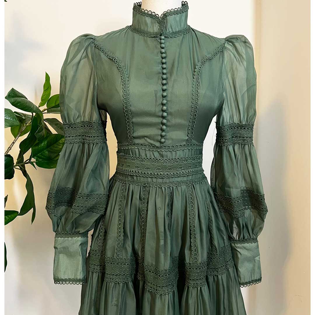 Witchwood Morgana Sage Victorian Inspired Party Dress