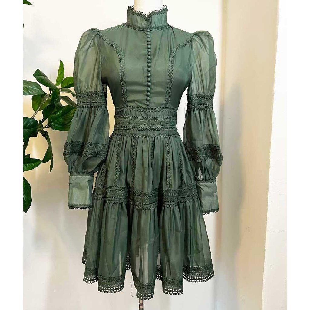 Witchwood Morgana Sage Victorian Inspired Party Dress