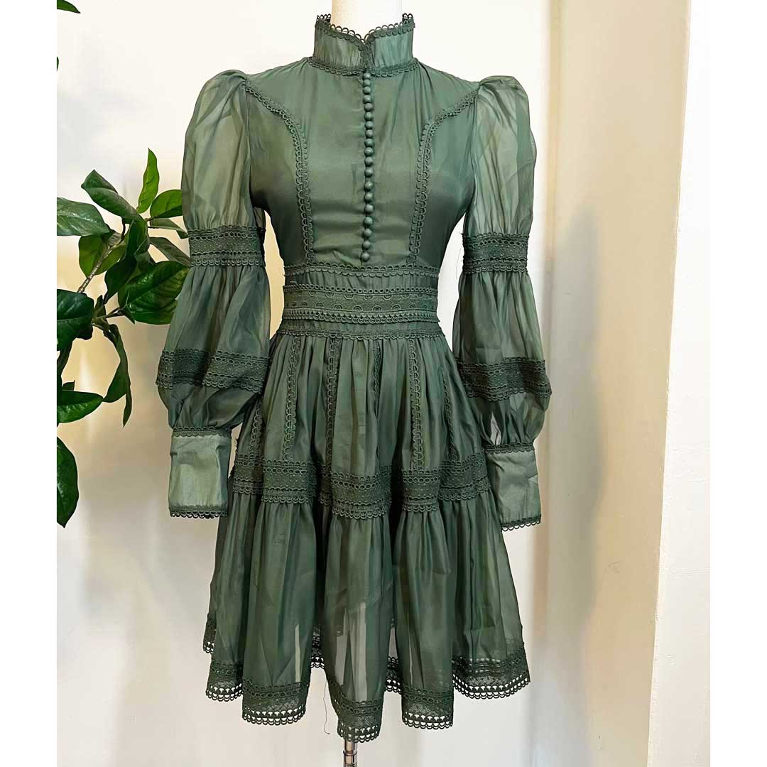 Witchwood Morgana Sage Victorian Inspired Party Dress