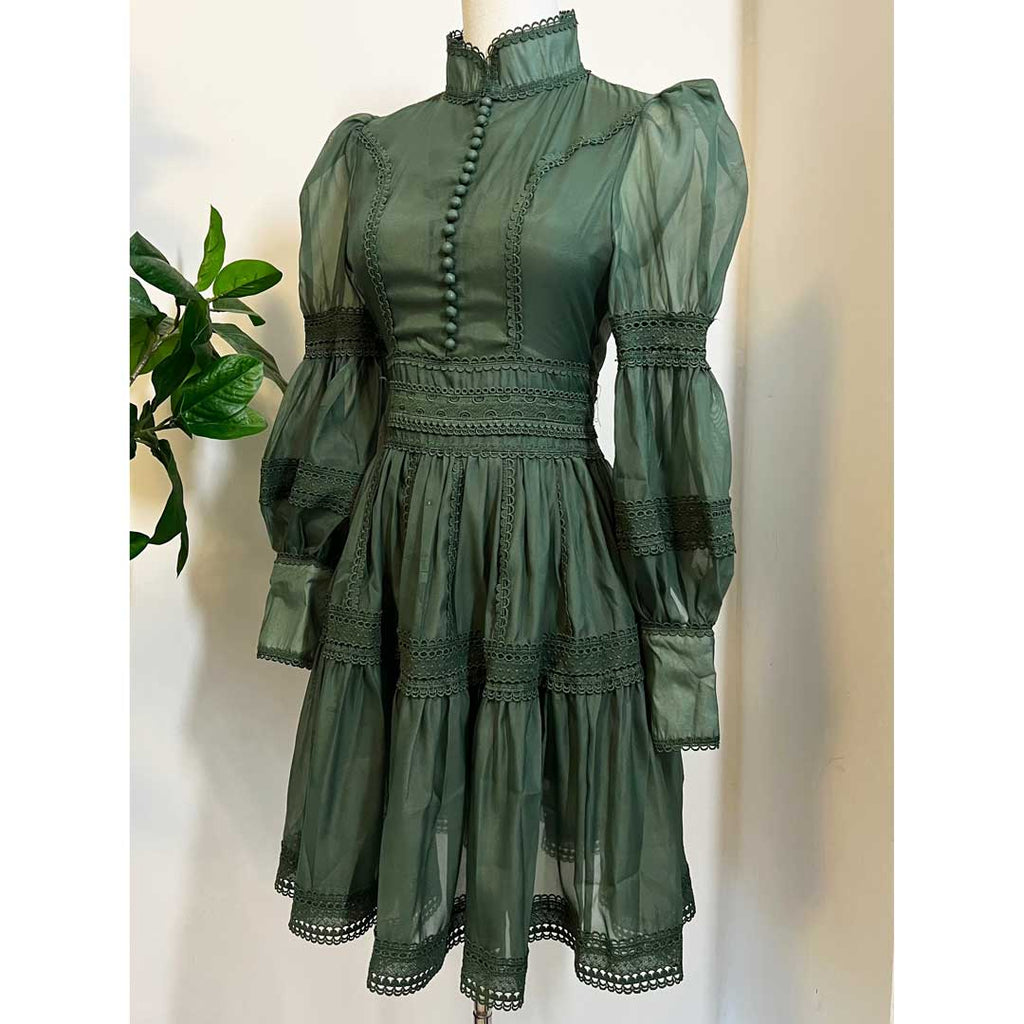 Witchwood Morgana Sage Victorian Inspired Party Dress