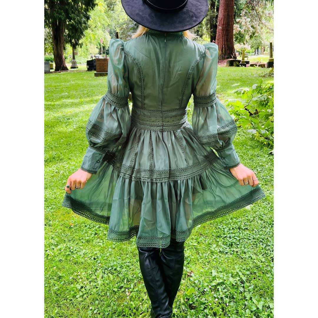 Witchwood Morgana Sage Victorian Inspired Party Dress