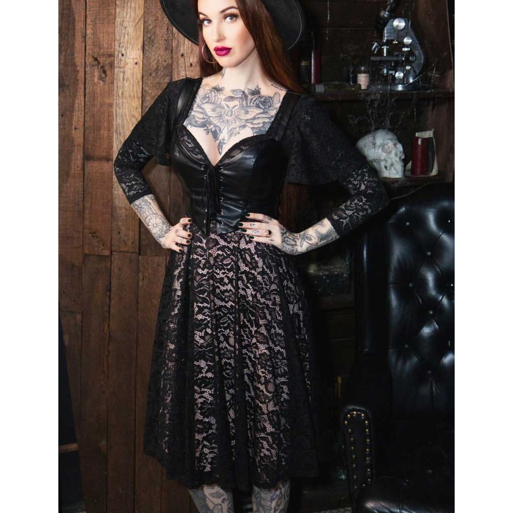 Witchwood Tempest Illusion Lace Dress Vegan Corset
