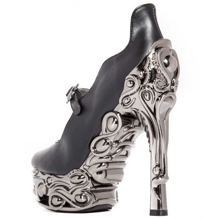 Hades KATJA Black Maryjane Pump 6" High Ornate Molded Heels 6-11