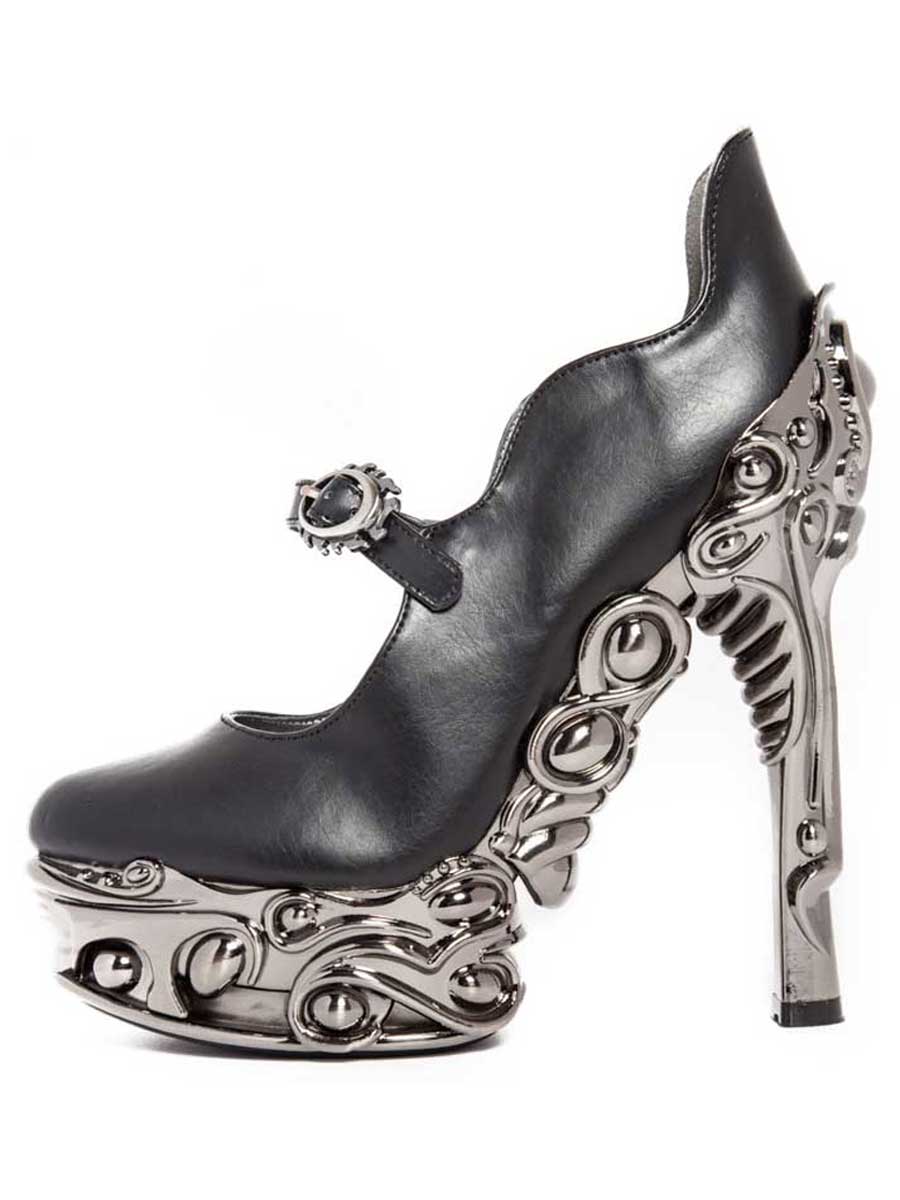 Hades KATJA Black Maryjane Pump 6" High Ornate Heels 6-11