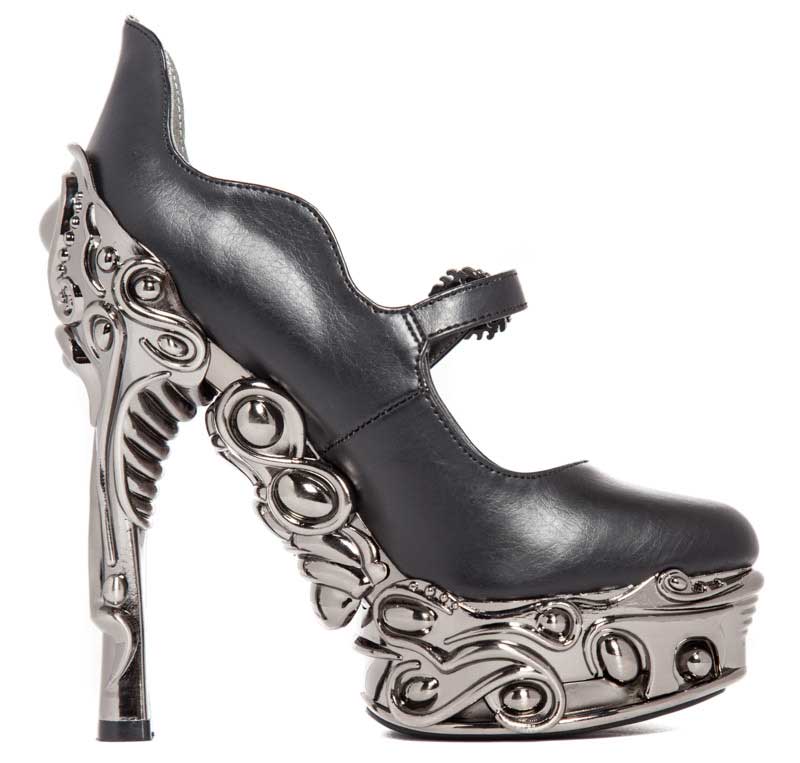 Hades KATJA Black Maryjane Pump 6" High Ornate Molded Heels 6-11