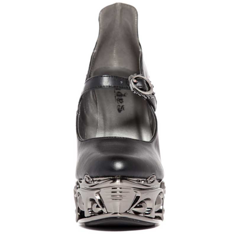 Hades KATJA Black Maryjane Pump 6" High Ornate Molded Heels 6-11