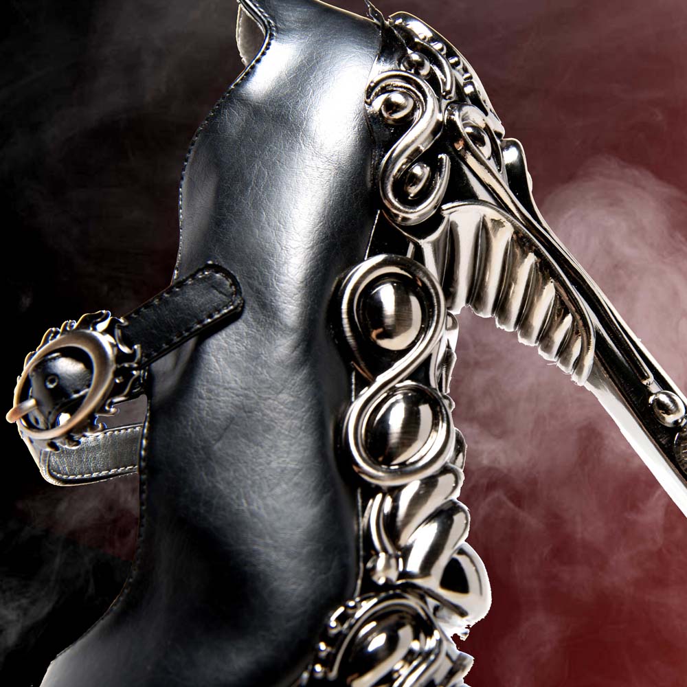 Hades KATJA Black Maryjane Pump 6" High Ornate Molded Heels 6-11