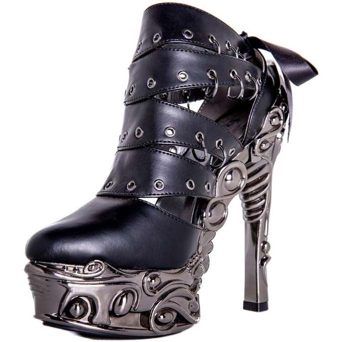 Hades KATO Black Peekaboo Booties 6" High Ornate Heels 6-11