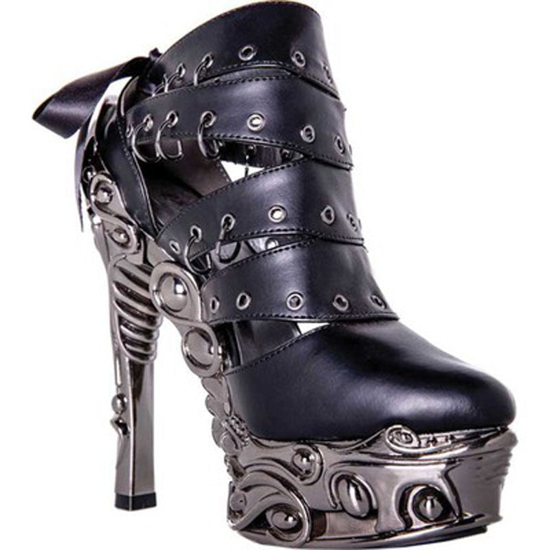 Hades KATO Black Peekaboo Booties 6" High Ornate Heels 6-11