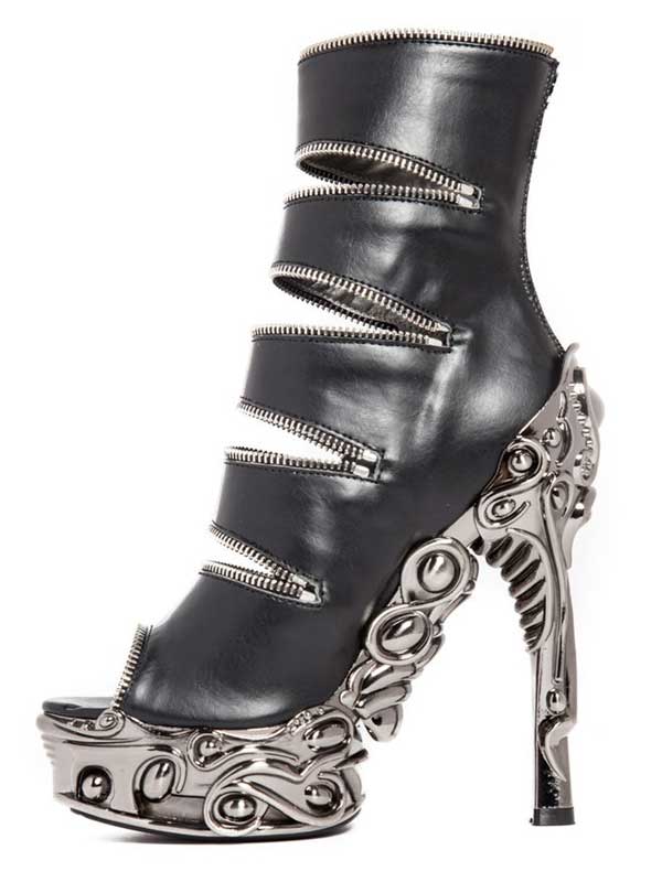 Hades LAWSON Black Vegan Zippers Ankle Boot 6" Heel 6-11